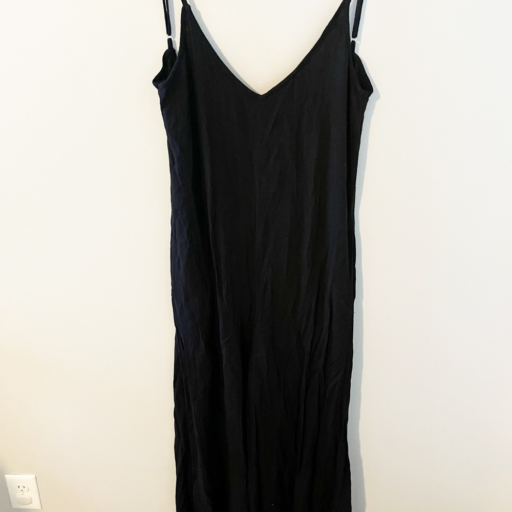 L*Space Black Wide Leg Jumpsuit Adjustable Straps Beach Coverup Small‎